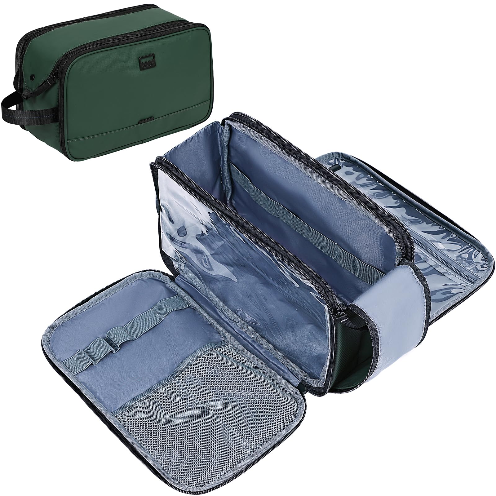 ZEEMO Travel Toiletry Bag for Men, Large Water-Resistant Double-Sided Full-Open Dopp Kit, Versatile Organizer for Shower and Hygiene Accessories,