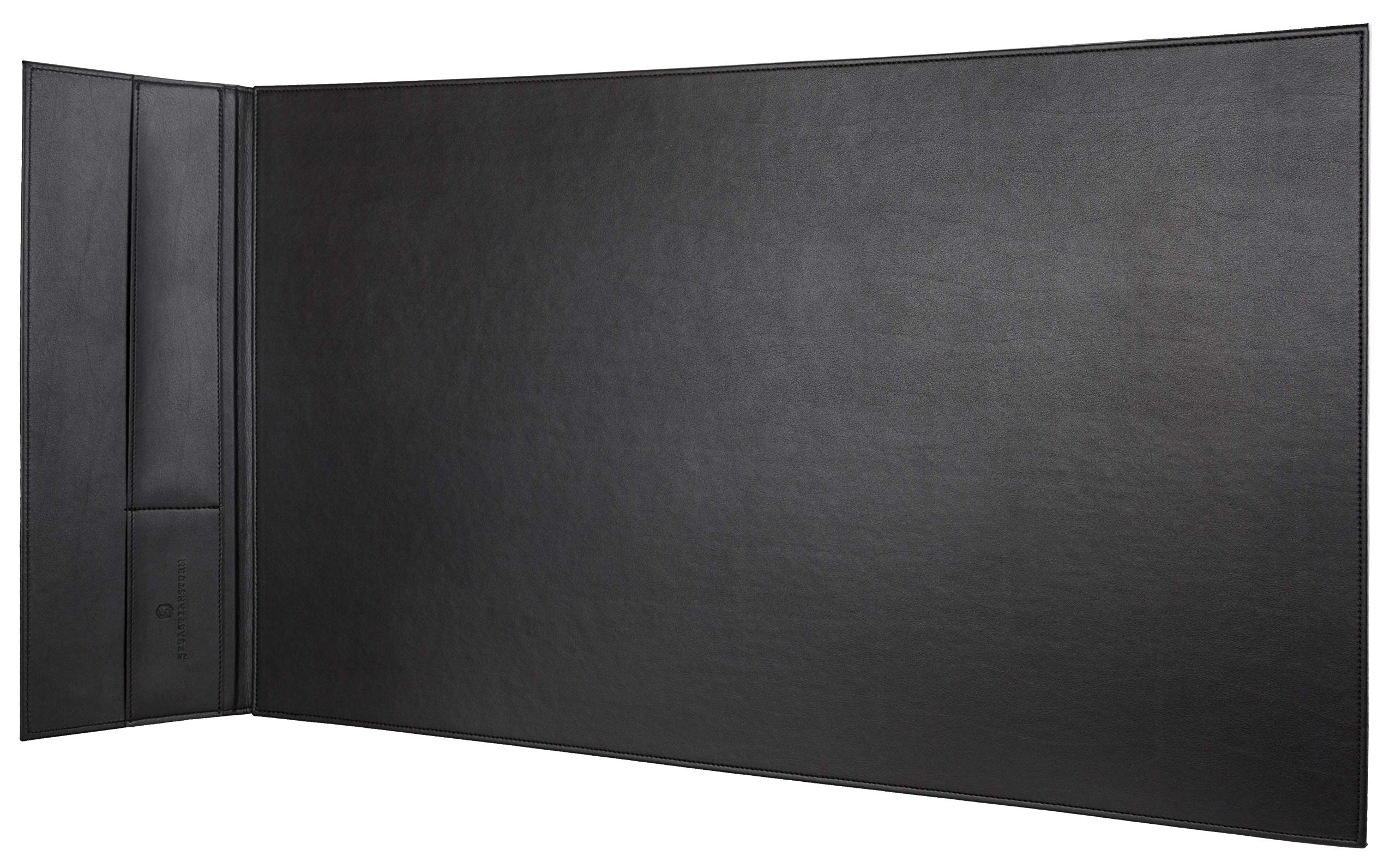 Sebastian Sturm Sebastian Sturm - Sottomano da scrivania "Amazaque", in vero legno e ecopelle, colore: Nero