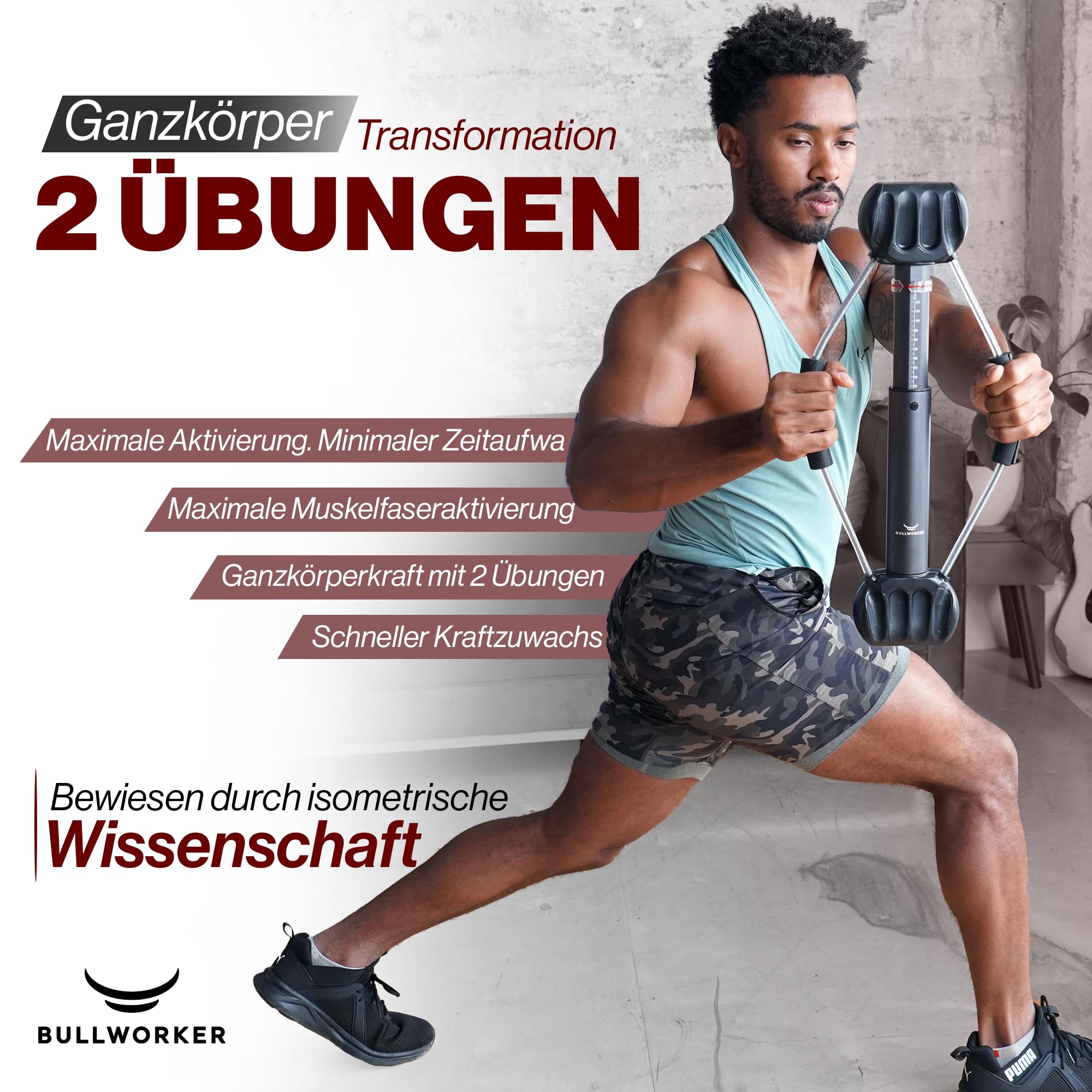 Bullworker Stahlbogen 50 cm - Tragbares Heimfitnessgerät & Gerät für isometrische Übungen für Arme, Brust, Rücken, Schultern, Rumpf, Bizeps, Trizeps, Bauchmuskeln - Krafttrainingsgerät