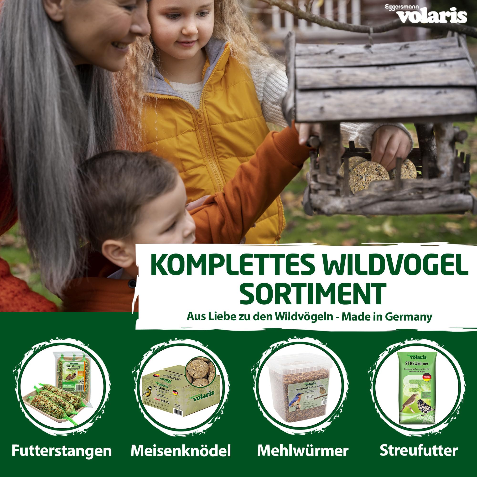 Eggersmann volaris Meisenknödel ohne Netz mit Insekten 200 Stück [Protein] 18 kg | Körnerkugel für Wildvögel | Nährstoffreiches Ganzahresfutter für alle Vogelarten | Vogelfutter Wildvögel ganzjährig