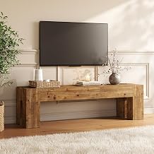 Solid Wood TV Stand 160 cm, Rustic Extra Long Media Console Table with Sturdy Frame, Heavy Duty Entertainment Centre for Living Room & Gaming, Supports TVs up to 75 Inches (Walnut) | 63" Rustic Heavy Duty Media TV Consoles Table for Living Room Gaming Ent