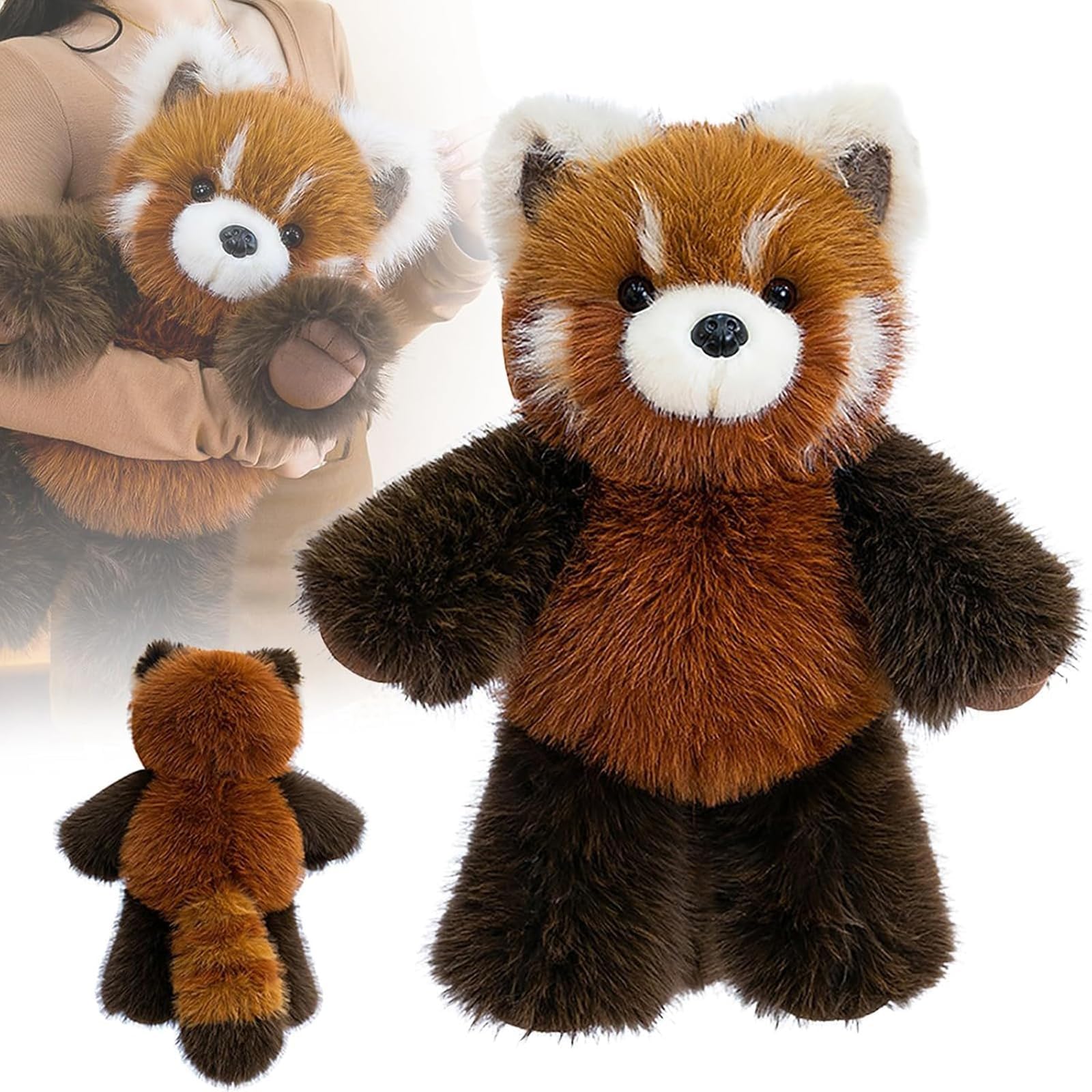 Running Plushies, Large Running Panda Plush Toy, 55cm Soft Stuffed Animal Doll, Interactive Moving Legs Stuffed Animals for Stress Relief, Cuddly Bear Hugging Pillow for Kids & Adults (Red Panda)