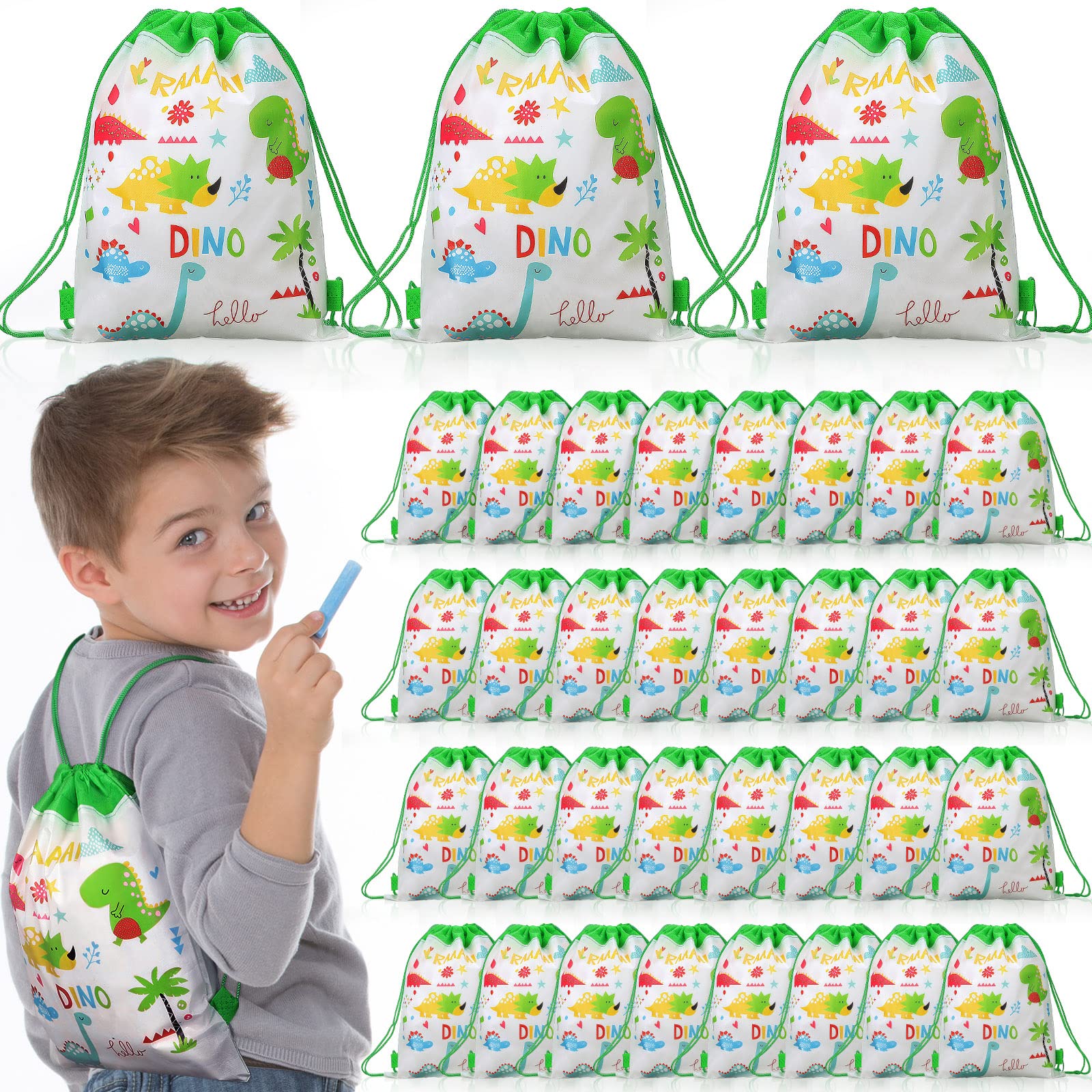 36 Pieces Dinosaur Party Favors Bags Dinosaur Gift Bag Dinosaur Treat Bags Dinosaur Favor Bag Dinosaur Drawstring Bags Dinosaur Party Bag Dinosaur Goodie Bags for Kids Birthday Baby Shower Party