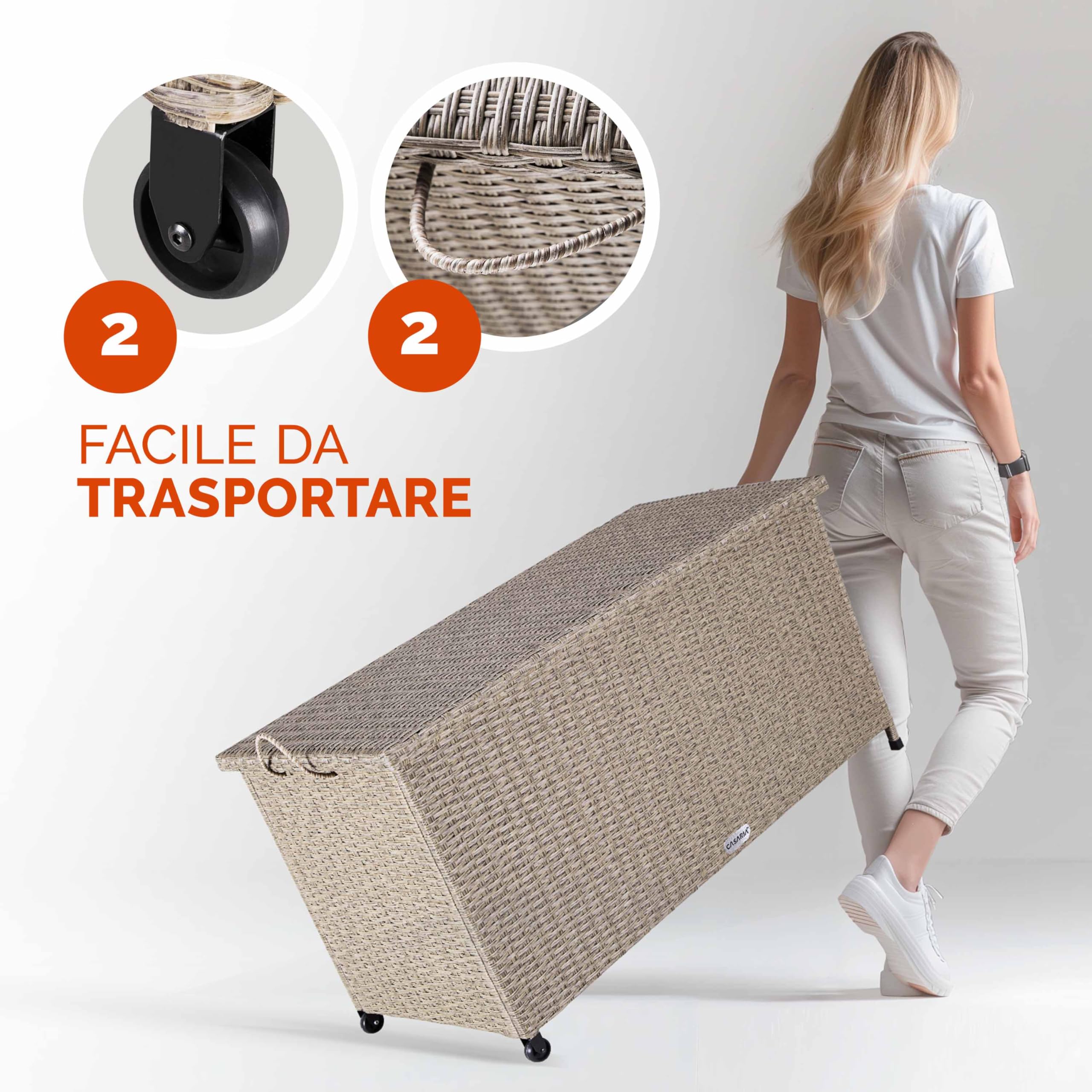 Casaria® Baule Giardino XXL 117x53x60cm Ruote 270L Salvaspazio Impermeabile Resistente Cassettone Contenitore Esterno