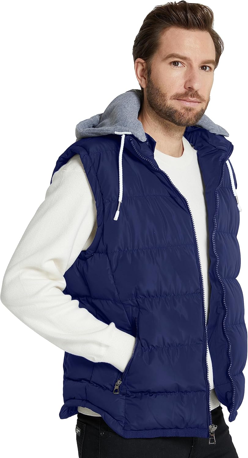 ZSHOW Men's Puffer Vest Removable Hooded Vest Outdoor Winter Vest - Image 6