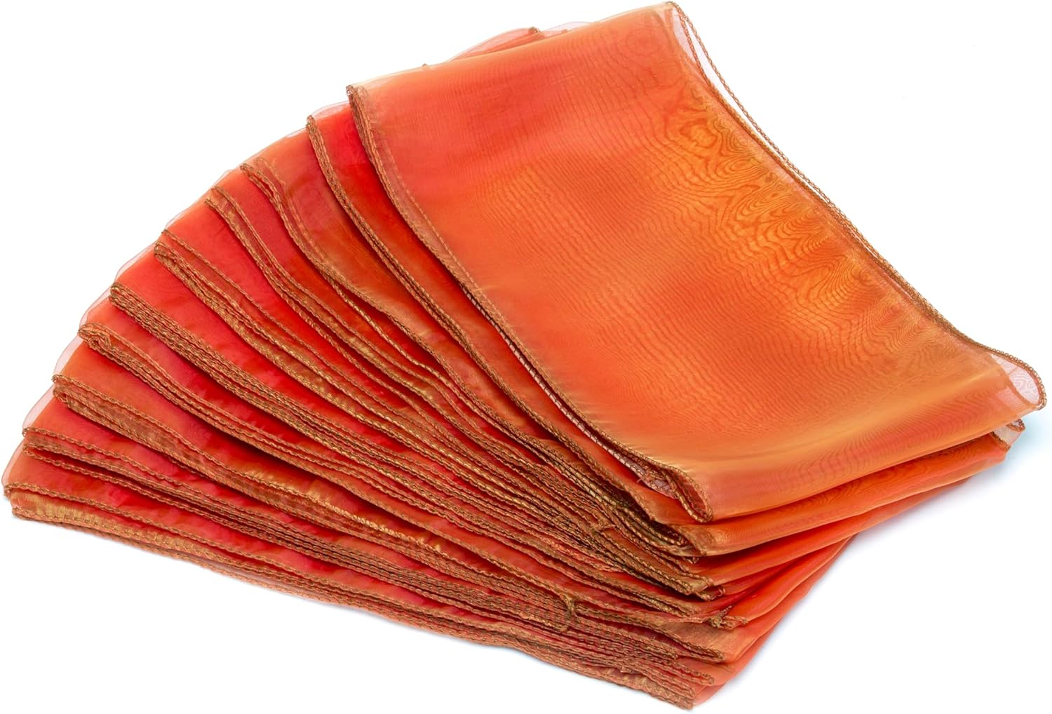 MDS 25 Pack Organza Table Runner 12 x 108 inch Long Premium Table Runners for Wedding Party, Events Decoration, Banquets Decorations, Bright and Smooth Silk Fabric Party Table Runner- Brunt Orange