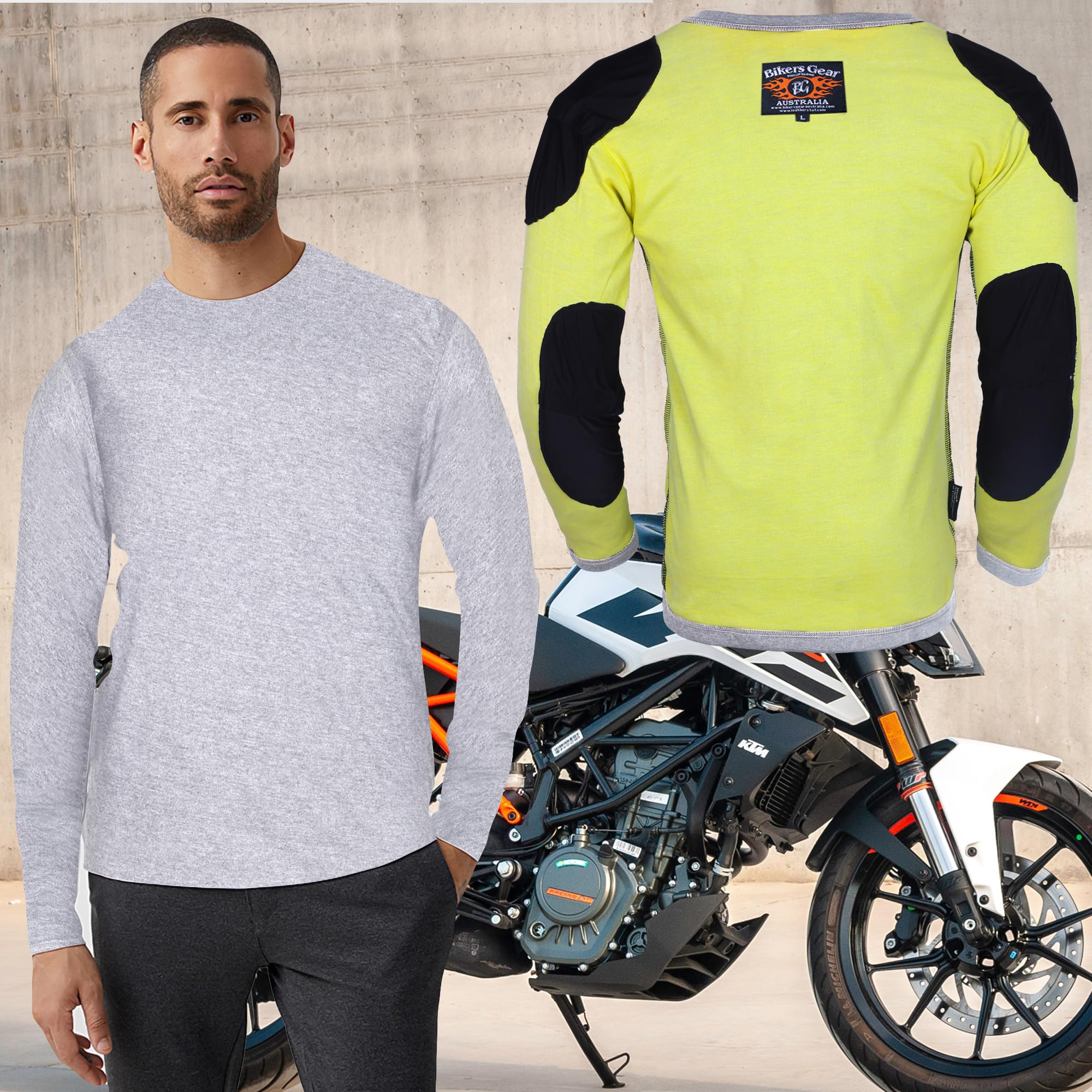 Bikers Gear, maglietta da moto in kevlar – camicia protettiva da moto blindata pesante GSM Dupont™ Kevlar® aramide con protezione CE