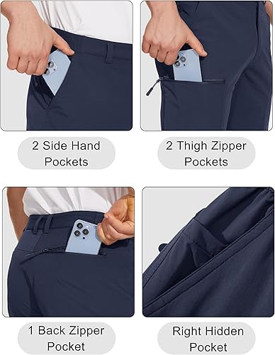 Miniatura 9 de MAGCOMSEN Pantalones de senderismo para hombre, 6 bolsillos, resistentes al agua, pantalones de trabajo de pesca Ripstop, ligeros, de secado rápido