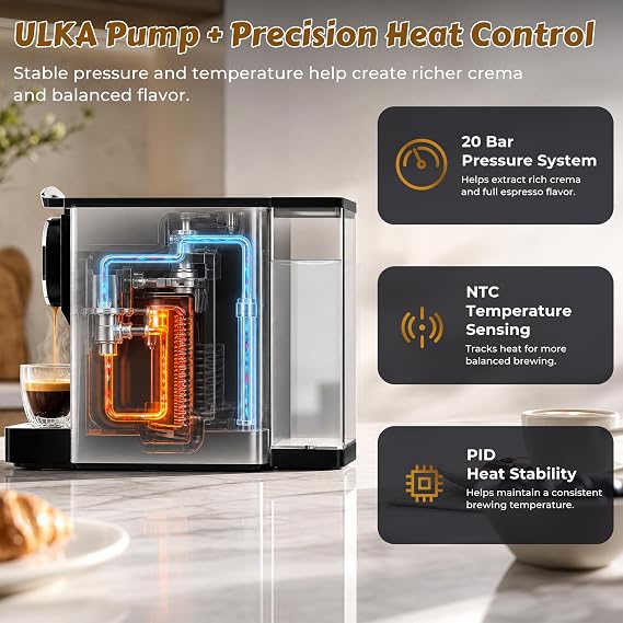 Stainless Steel 20 Bar Espresso Machine for Nespresso Original Pods
