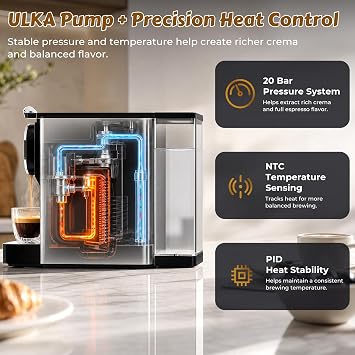 Stainless Steel 20 Bar Espresso Machine for Nespresso Original Pods