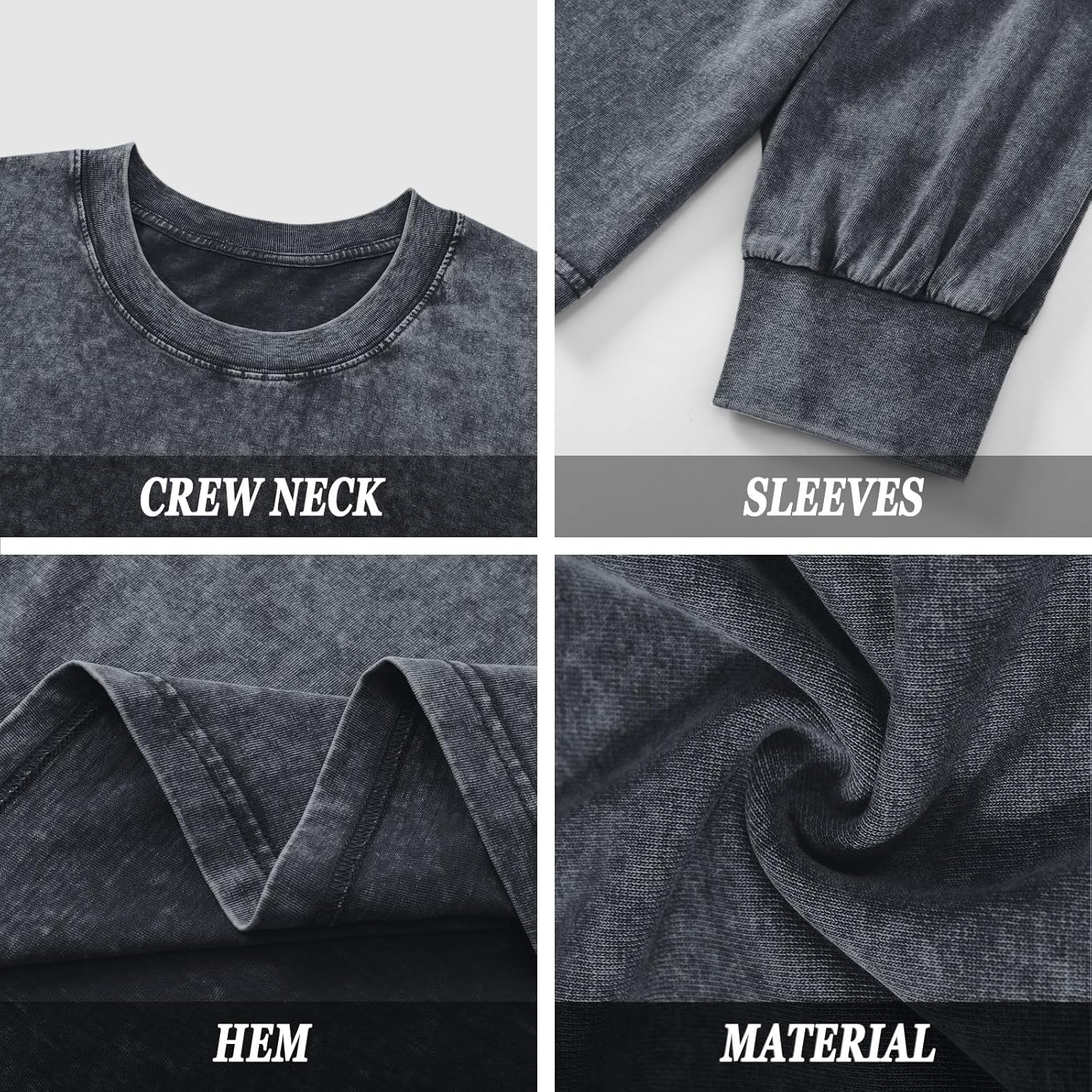 Oversized Long Sleeve Shirts for Women Acid Wash Tshirts Loose Fit Vintage Casual Basic Baggy Cozy Crewneck Tops - Image 6