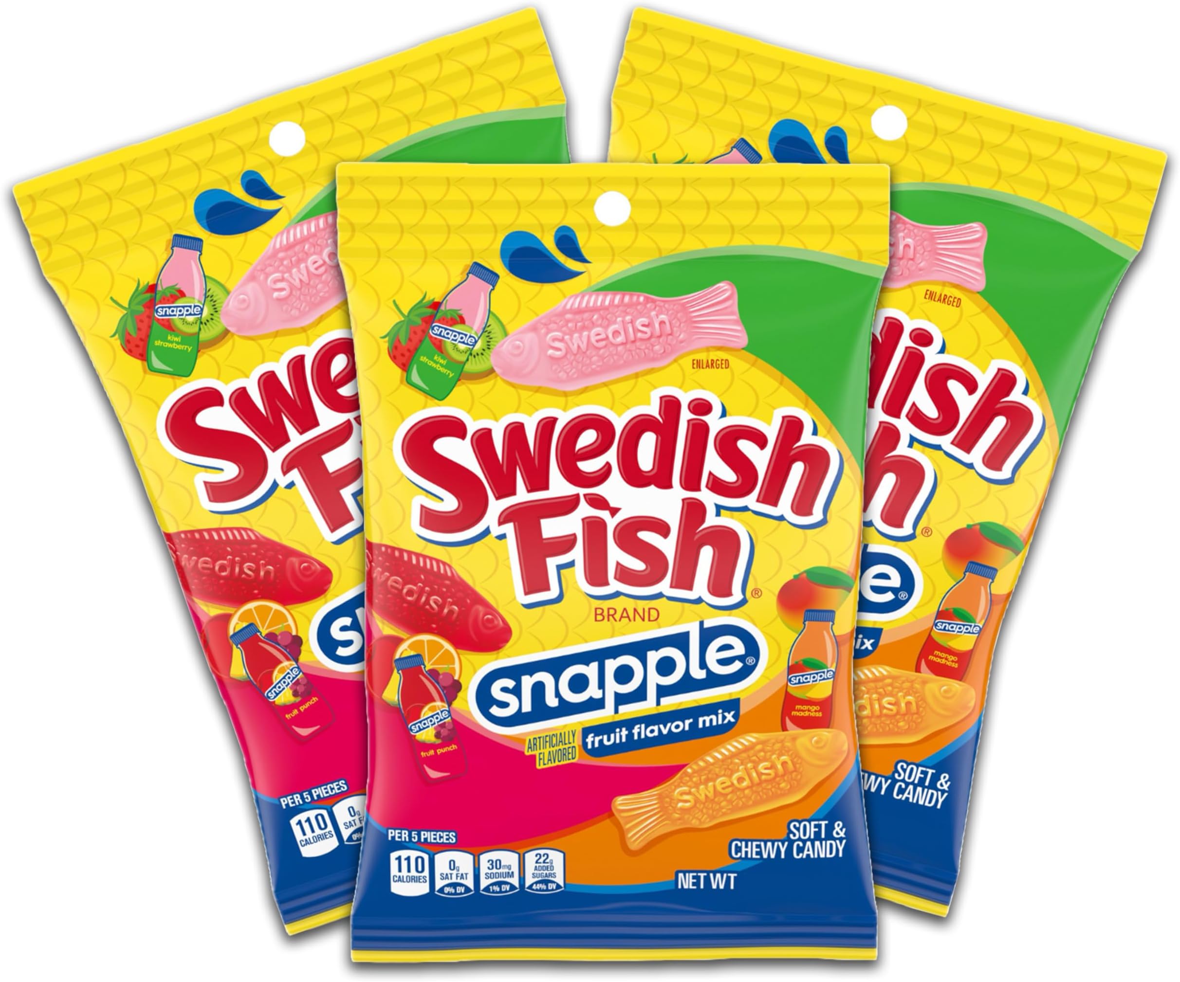 Fruity Juicy Gummies Candy, Chewy, Juicy, Fruity Flavored Gummy Summer Mix, Kiwi, Mango, and Fruit Punch, Pack of 3 Bags (Fruity Fish)