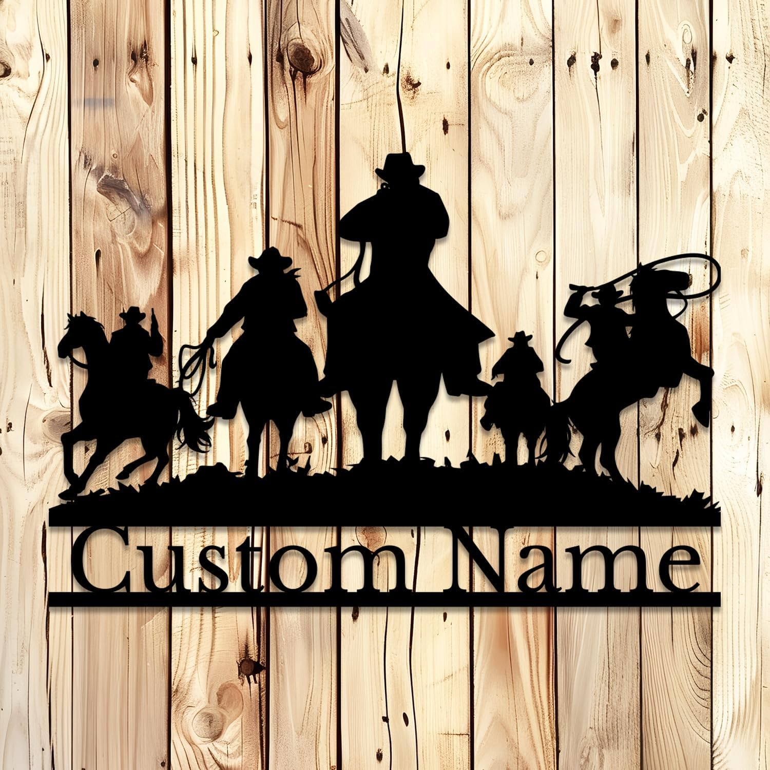 Handmade Cowboy Metal Wall Art - Personalized Ranch & Western Decor with Custom Names for Couples or Individuals(Style-11)