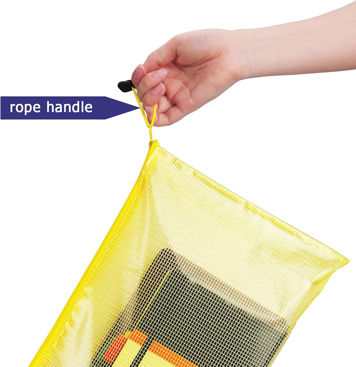 6 Pack Mesh Zipper Pouch Document Bag Waterproof Zip File Folders for School Office Supplies Travel Storage Bags (Colorful)