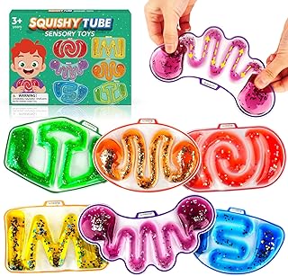 Sensory Fidget Toys for Kids Toddlers - Squishy Sensory Products for Autistic Autism Children Special Needs, Fidgets for Classroom Stress Anxiety Calm Down, Squeeze Sensory Tube Filled Goo, Glitter