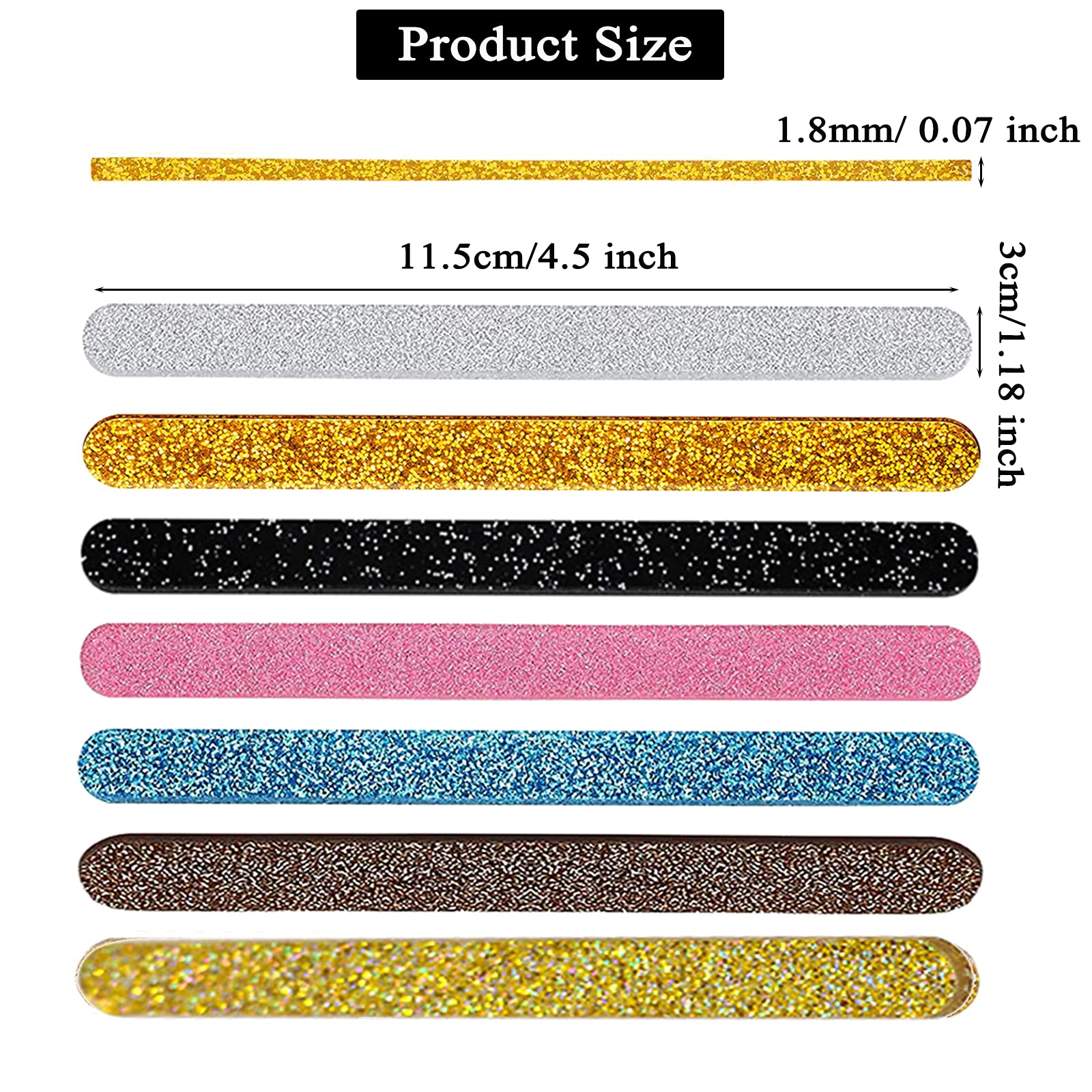 Lot de 50 bâtonnets de glace réutilisables en acrylique à paillettes de 11,4 cm pour loisirs créatifs, gâteaux, bonbons, fêtes, noir