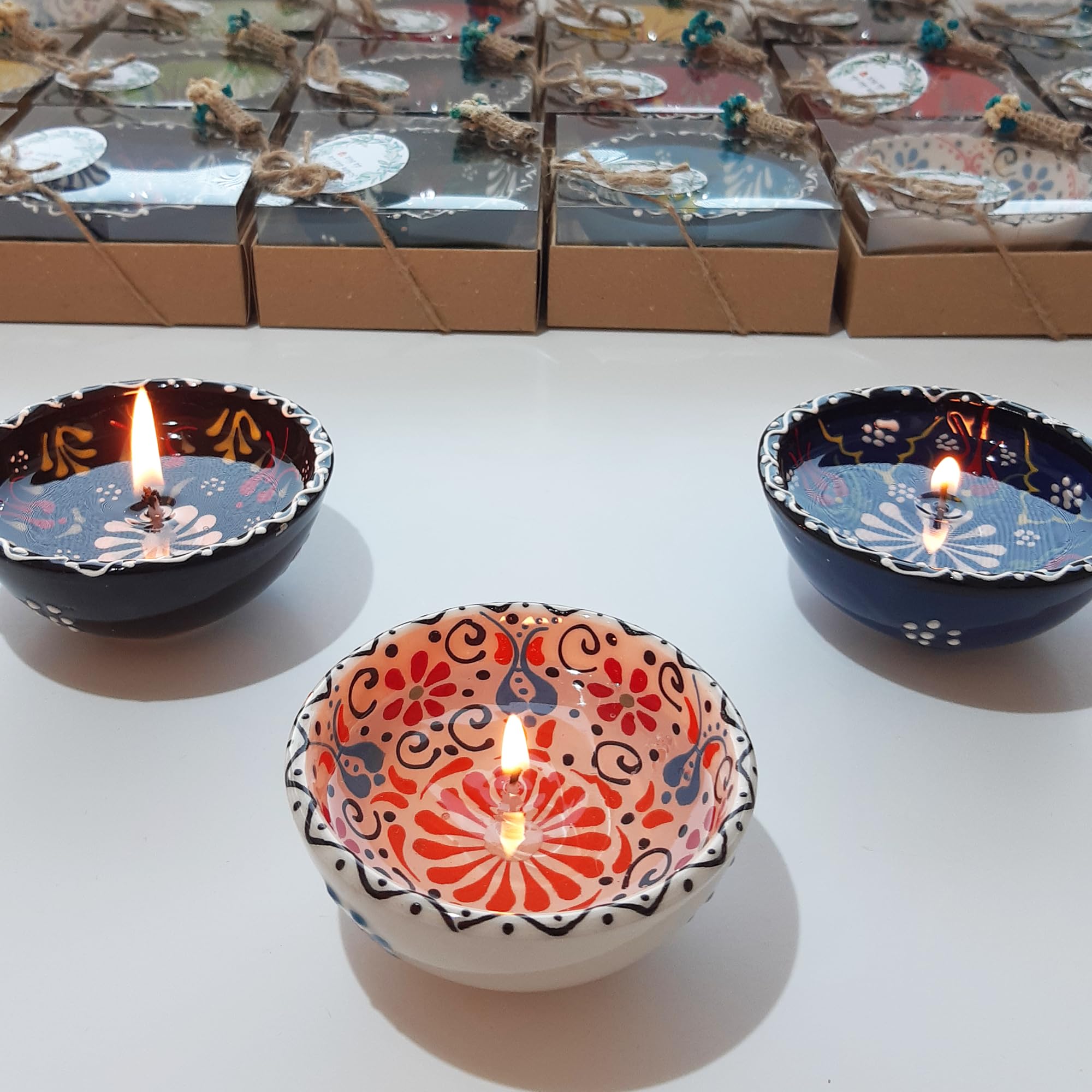 bomboniere matrimonio, candela in gel in ciotole di ceramica di battesimo, vetro anni ragazzo, comunione, cresima,piccolo regalo colore: bianco (4, 20-50-100-150 pezzi disponibili nella)