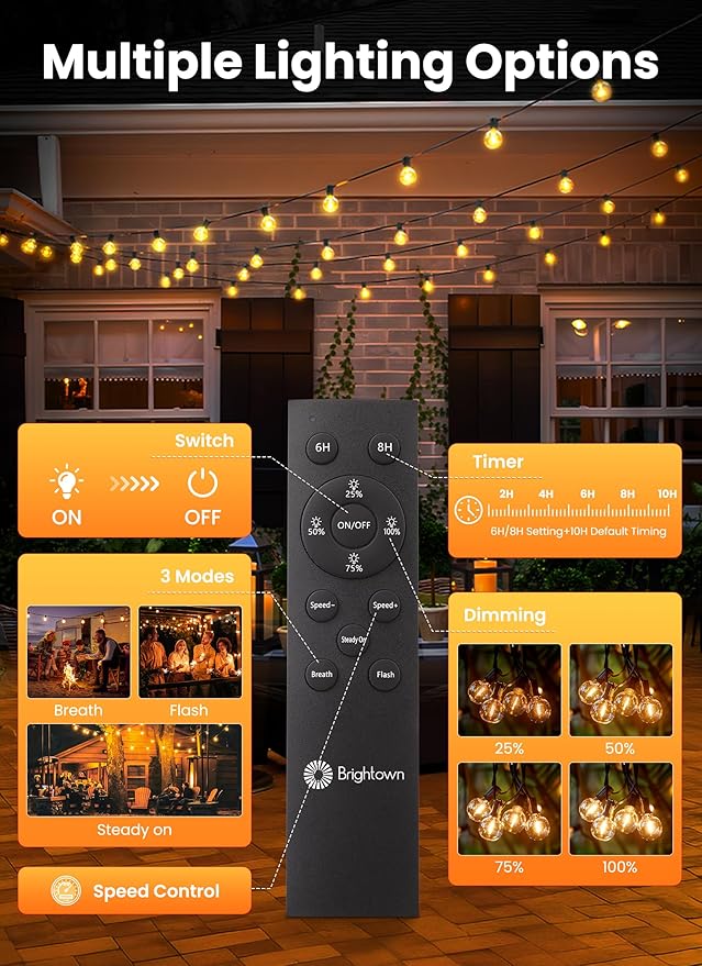 Brightown 108FT 52LED Luces Solares Exterior con Control Remoto miniatura 6