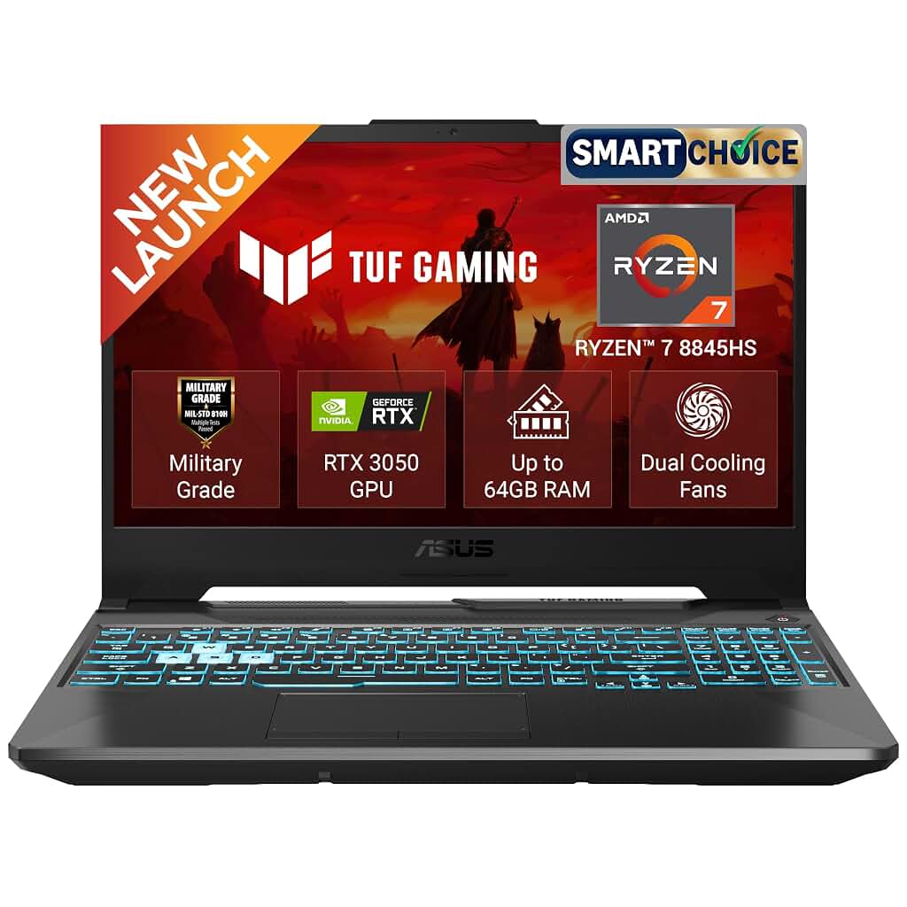 ASUS TUF A15 (2026),Smartchoice,AMD Ryzen 7 8845HS,RTX 3050,16GB RAM (Upgradeable Upto 64GB),512GB SSD,FHD,15.6"(39.6 cm),Win 11,M365 Basic(1Y),Office 24,Black,2.3 Kg,FA506NCG-HN192WS,Gaming Laptop — image 1 of 7