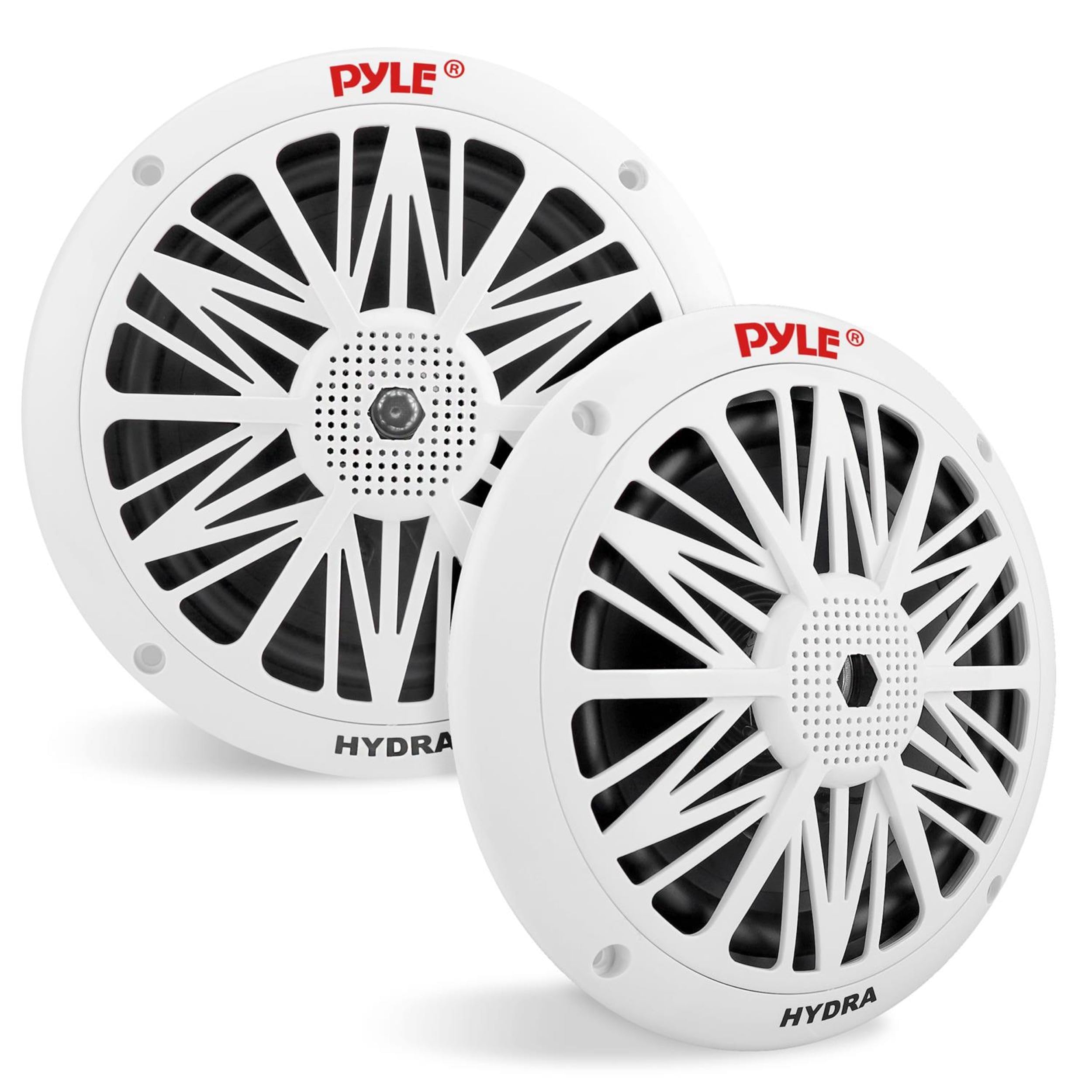6.5 Inch Dual Marine Speakers - 2 Way Waterproof and Weather Resistant Outdoor Audio Stereo Sound System with 200 Watt Power, Poly Carbon Cone and Butyl Rubber Surround - 1 Pair (White)