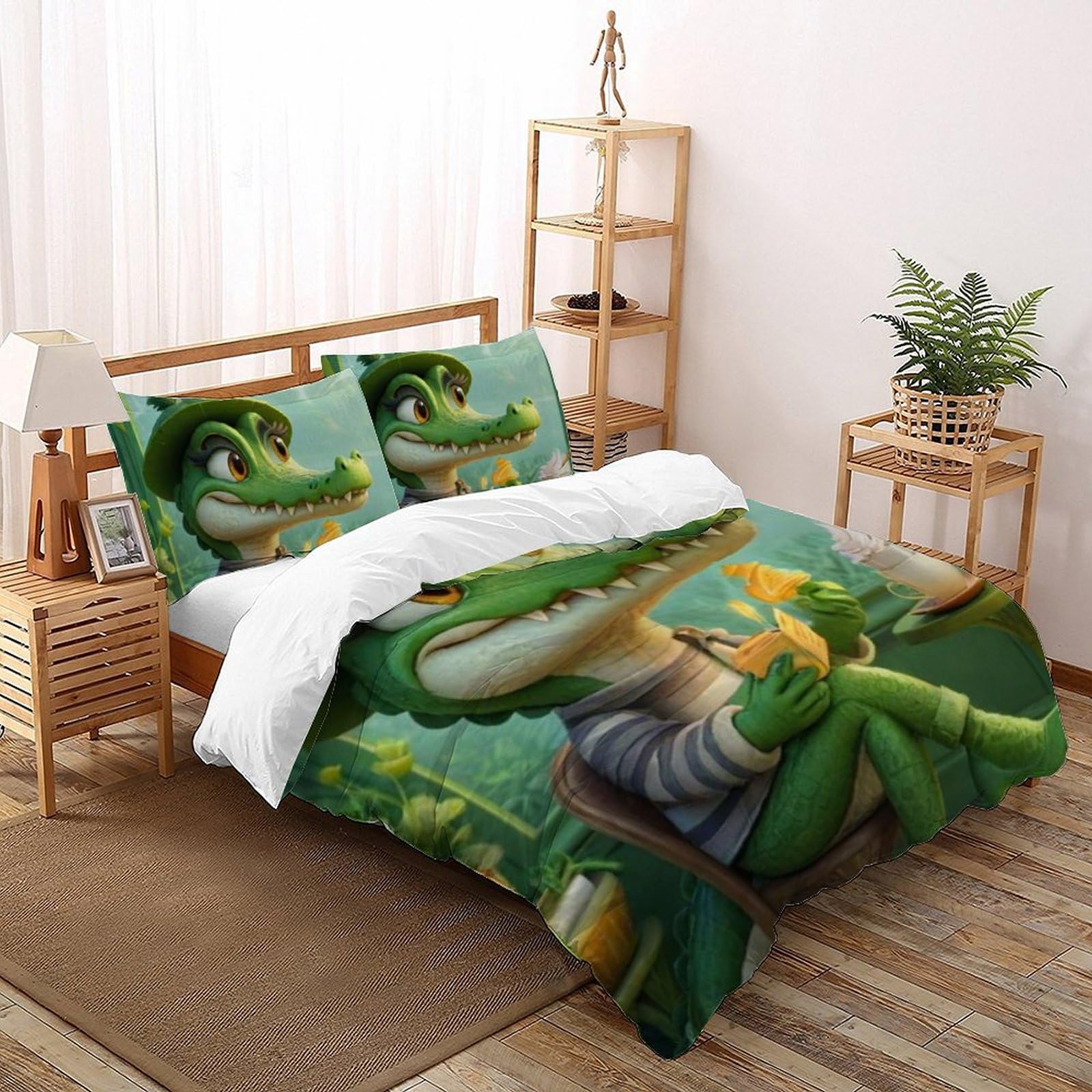 Housse de couette crocodile 260x220 en microfibre douce pour éviter les draps rêches