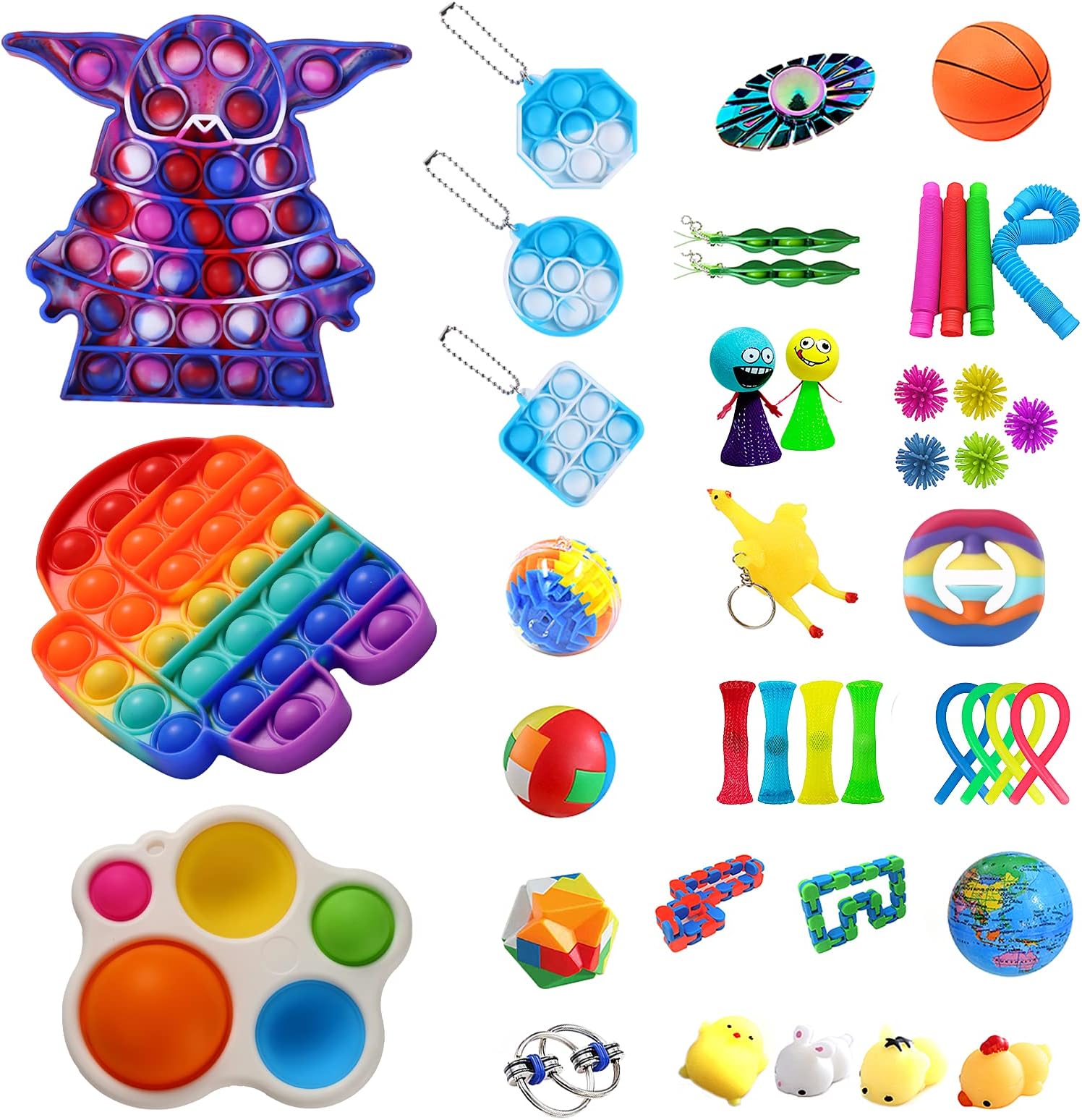 Noelwose 42 Packs Sensory Fidget Toy Set, Push Up for Stress Anxiety Relief, Autism Special Needs, Birthday Party, Classroom Rewards Prizes Presents, Gifts for Boys Girls Kids Children
