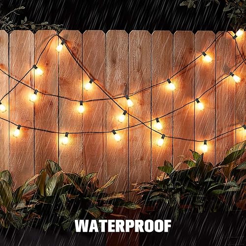 Miniatura 6 de OOOLED Guirnalda de luces LED para exteriores de 200 pies (100 pies x 2) tira de luces de patio enchufable con 108 bombillas de plástico ST38