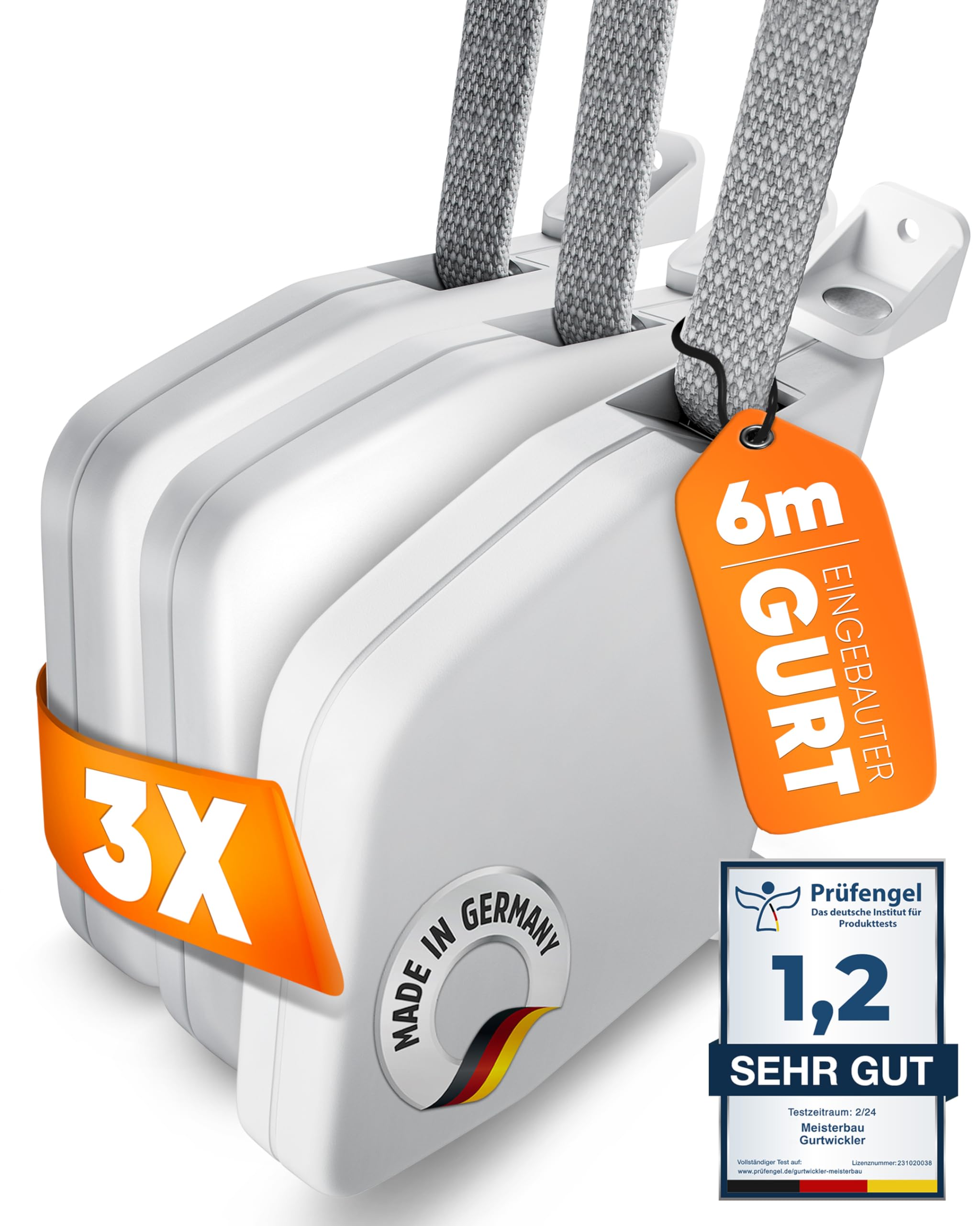 MEISTERBAU - Roller Shutter Belt Winder Surface-Mounted 14 mm [Made in Germany] - Pack of 3 - Hinged Roller Shutter Winder with Integrated 6 m Roller Shutter Belt 14 mm - 180° Swivel Roller Shutter-image-39