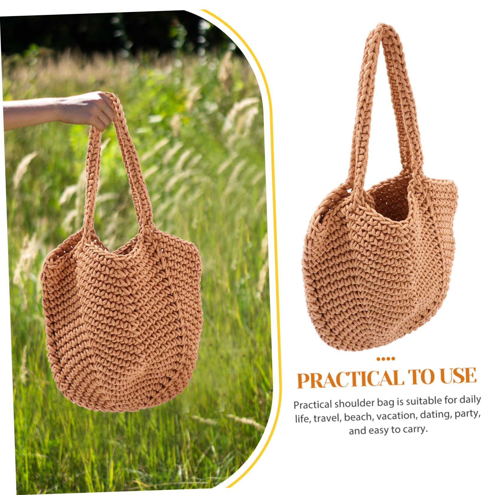 LIFKOME Sacca Da Spiaggia Di Di Cotone Borsa Tote Totalizzatore Tote Bag Borse Da Donna Borsa Intrecciata Borse Da Spiaggia Per Le Vacanze Delle Donne Corda Di Cotone Bianca