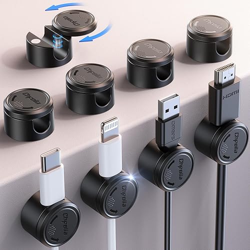 Paquete de 9 organizadores de cables, bloqueo giratorio de 360, bloqueo giratorio de 360, clips magnéticos para organización de cables, soporte