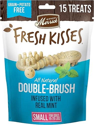 Merrick Fresh Kisses - Masticables dentales para perros para razas pequeñas, golosinas para perros sin granos con infusión de menta real, (6) bolsas disponible en Yaxa Peru