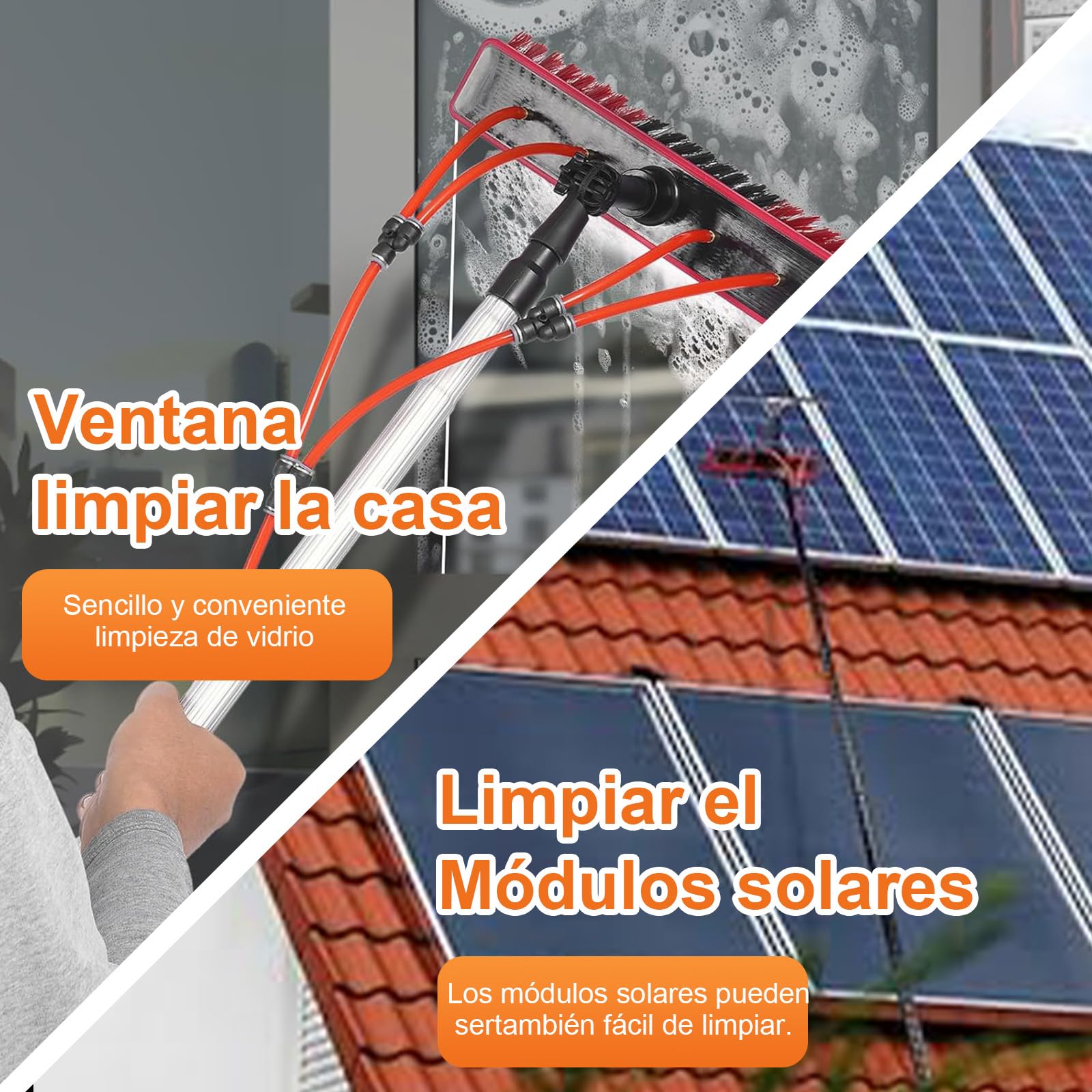 Palo telescopico Limpieza, 10m Limpieza de Cristales Pole/Agua alimentada telescópico Cepillo/Cleaner Extensible Conservatorio Roof Apto para fotovoltaica Panel CleaningTrucks de Windows