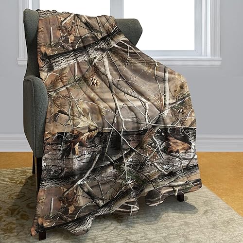 Miniatura 2 de TSlook Manta de 60 x 80 pulgadas, diseño de camuflaje de árbol real, bosque, ligera, cálida, de lujo, súper suave, sofá, para niños y adultos