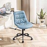 Vista 8 de Kidol & Shellder Silla de oficina de piel sintética, silla de trabajo de altura giratoria ajustable, ruedas giratorias y respaldo suave, silla