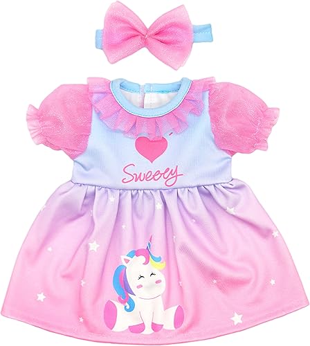 Miniatura 4 de NOXOMALL Ropa de muñeca para muñecas Reborn de 16 a 18 pulgadas, paquete de 2 vestidos con diademas accesorios para muñeca bebé niña