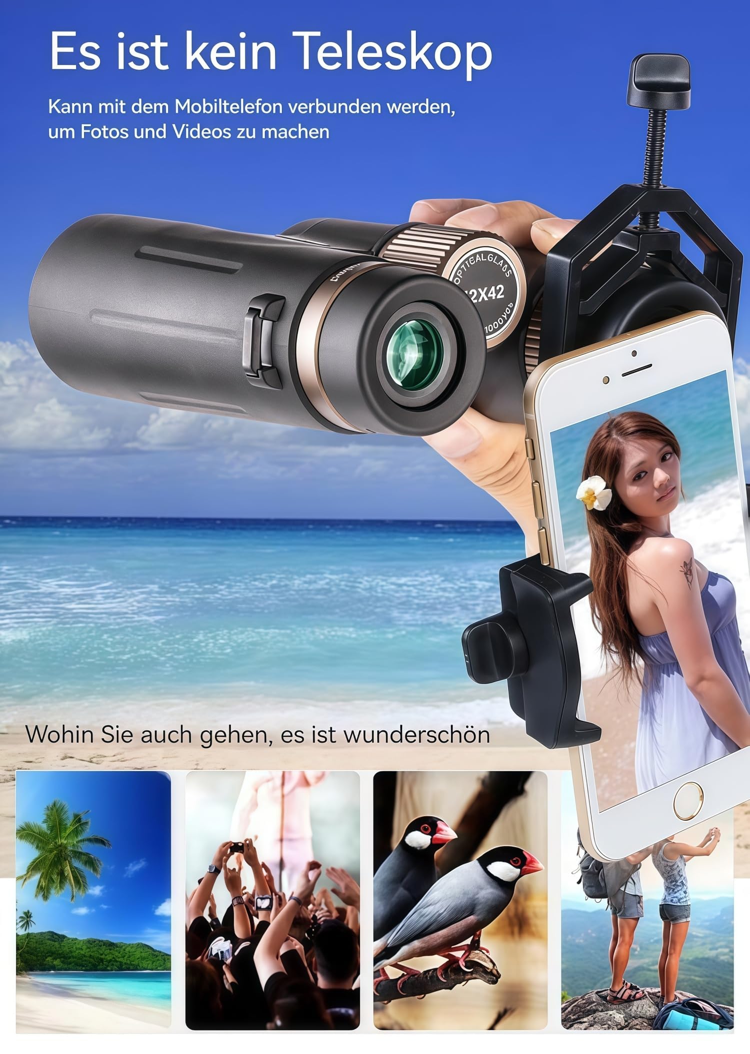 Bosco Fernglas C9 Original 12x42 Fernglas, hohe Vergrößerung und hohe Auflösung, Nachtsichtfunktion,Allround-Outdoor-Binokular FürReisen/Sternenhimmel-Beobachtung (Schwarz)