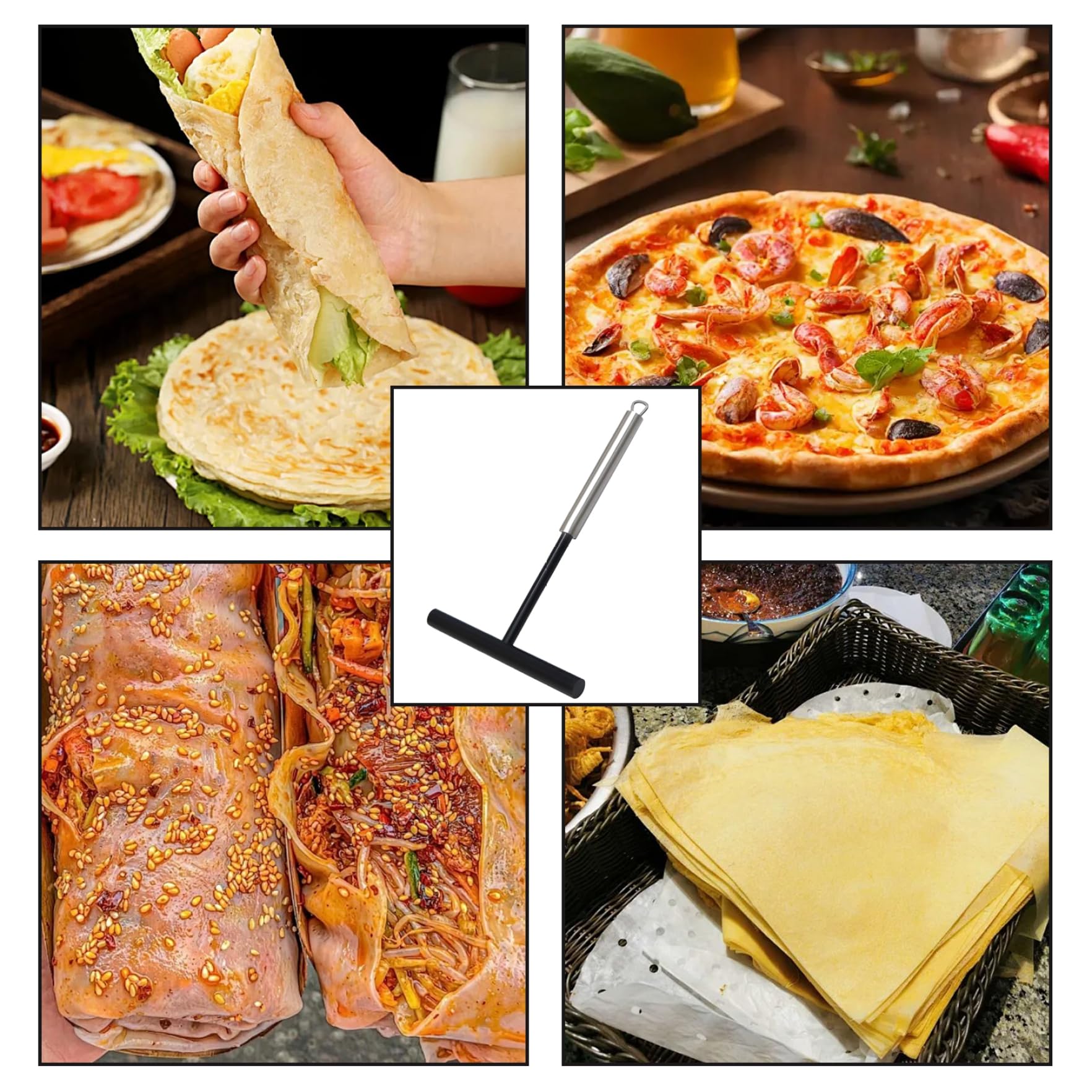 Spatola per crêpe in acciaio inossidabile a forma di T, strumento per spalmare crêpe, stendipasta sospeso