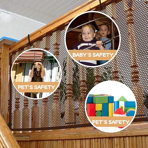 Miniatura 6 de Protector de barandilla para bebé, 10 pies x 3 pies, red de seguridad para escaleras de bebé proporciona a tu bebé un entorno, red de seguridad para