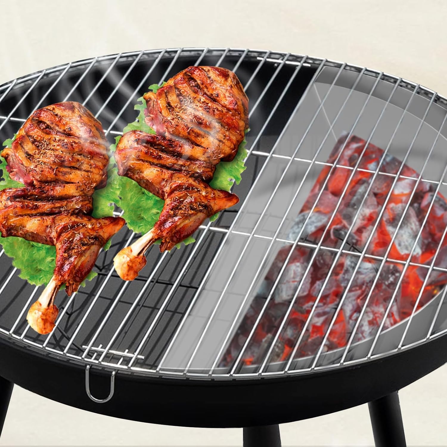 Stainless Steel Charcoal Basket for 22" Kettle Grill, Charcoal Briquet Holder for Camping and Backyard BBQ, Silver