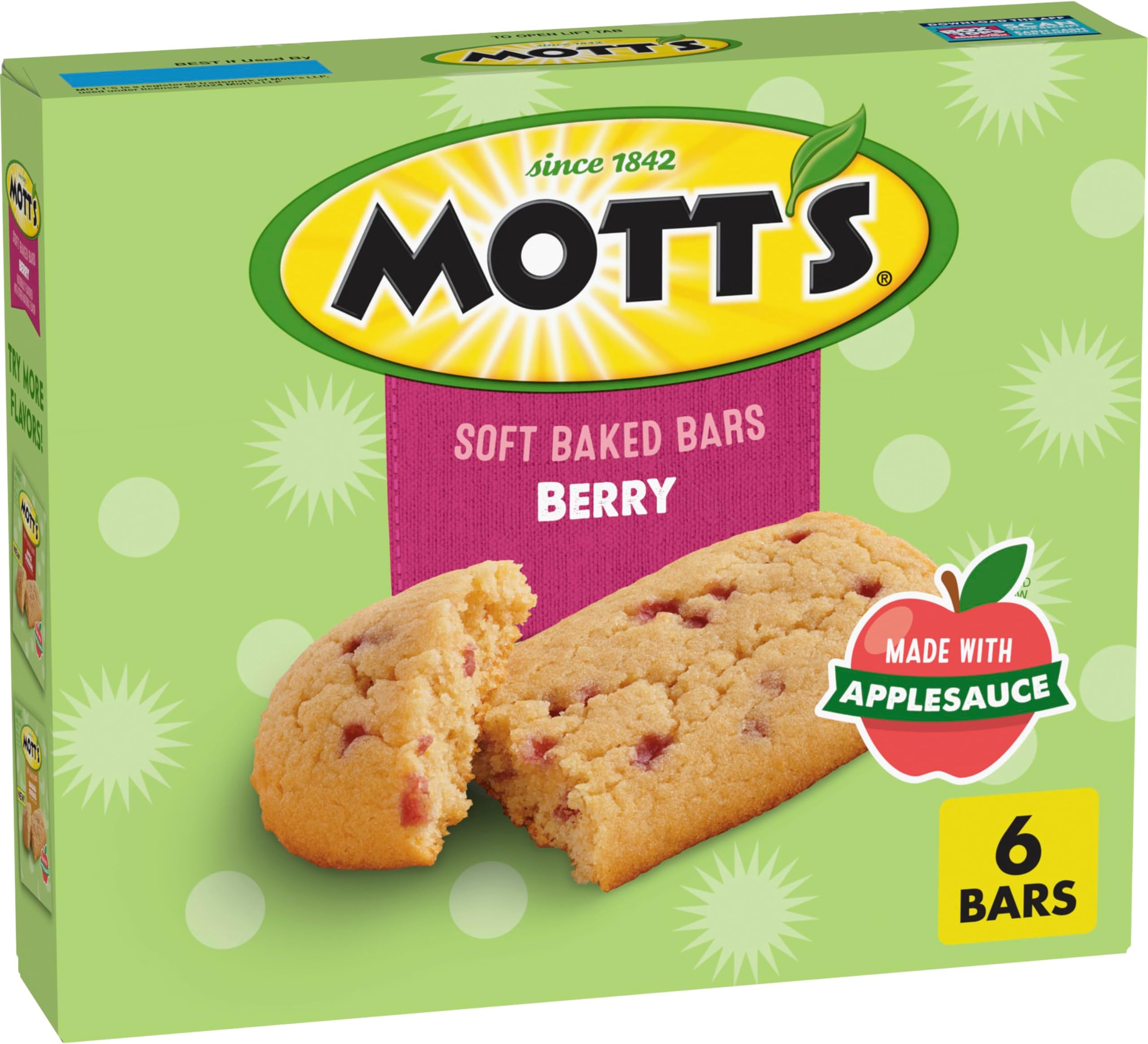Soft Baked Bars, Berry, Made with Applesauce, 6 Ct, 5.76 oz