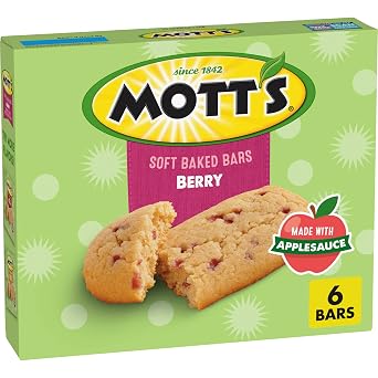 Motts Soft Baked Bars, Berry, Made with Applesauce, 6 Ct, 5.76 oz