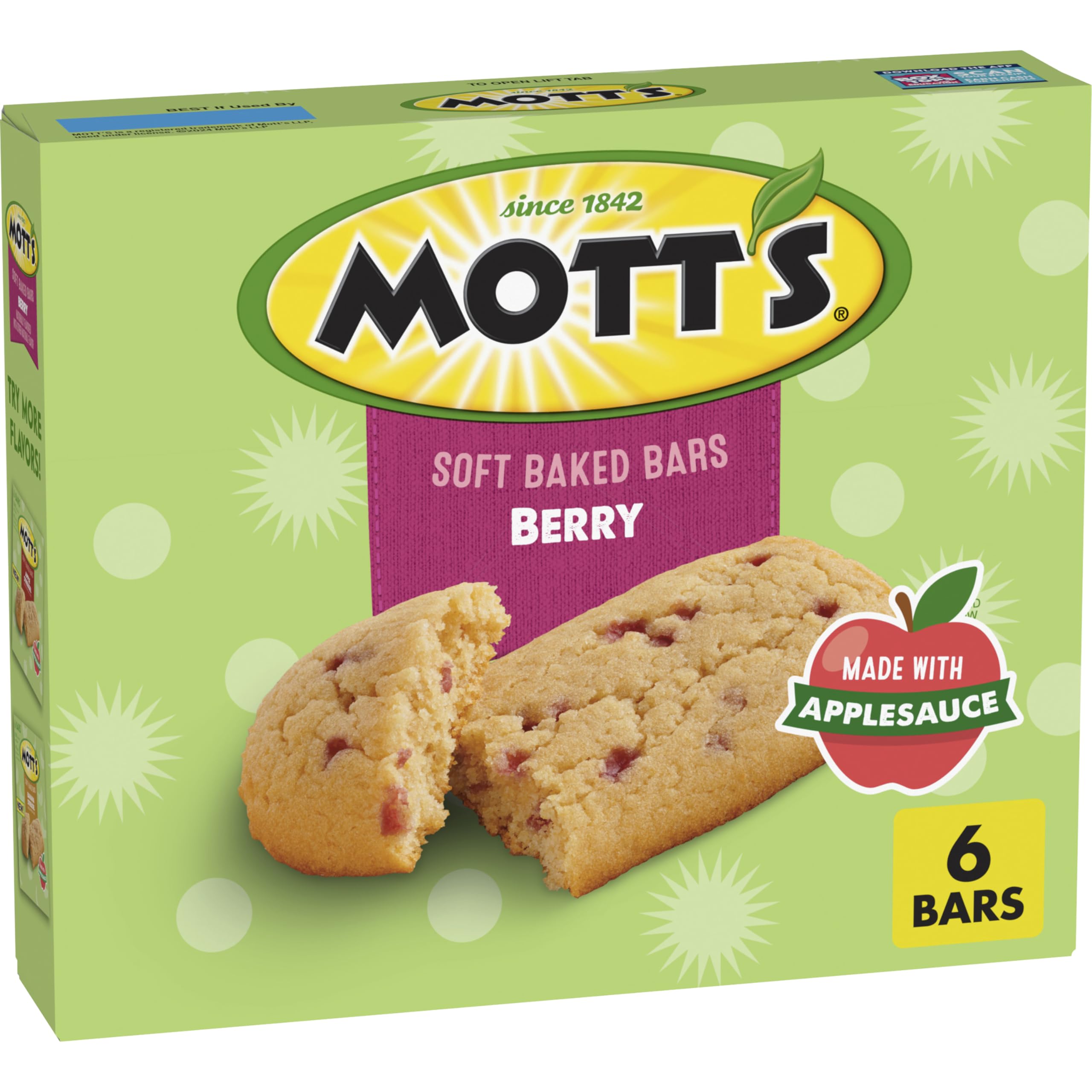 Mott's Soft Baked Bars, Berry, Made with Applesauce, 6 Ct, 5.76 oz