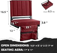 Vista 2 de SPORT BEATS Asientos de estadio con respaldo de apoyo, sillas de gradas con respaldo y cojín, asientos acolchados gruesos, incluye correa