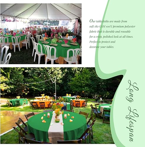 Miniatura 676 de Paquete de 8 manteles redondos blancos de 90 pulgadas, manteles redondos de poliéster lavables para mesa de tela decorativa resistente a