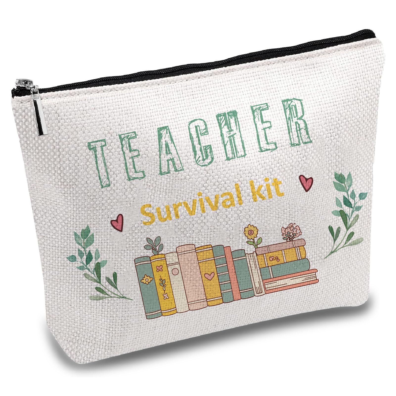 CREATCABIN Teacher Survival Kit Makeup Bags Canvas Cosmetic Bag Polycotton Multi Purpose Colorful Pencil Case Zipper Pouches Toiletry Travel Bag Purse