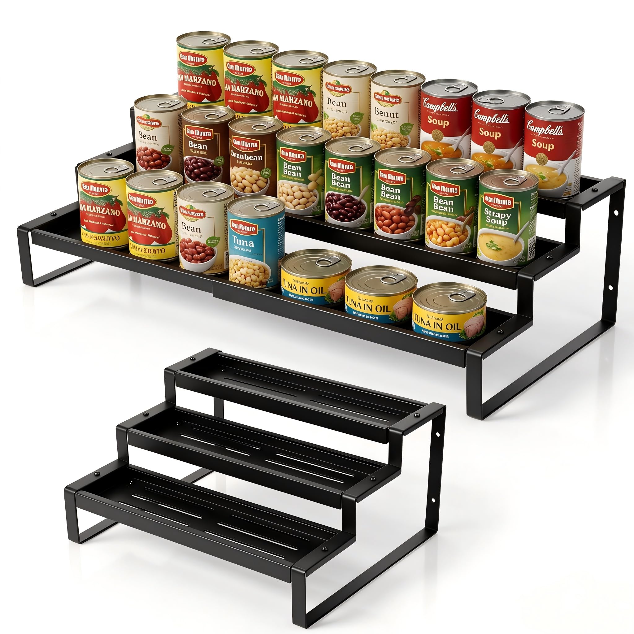 Photo 1 of Nhohobiy Expandable 3-Tier Can Rack Organizer (Black)
