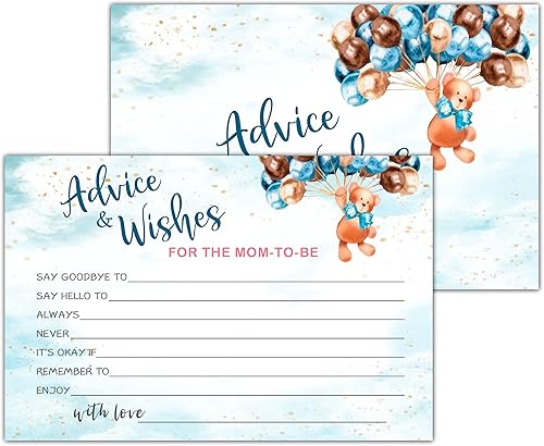 Tarjetas de consejos y deseos de oso de peluche para la mamá a beber tarjetas de consejos para bebés para nueva mamá juego de fiesta de baby shower