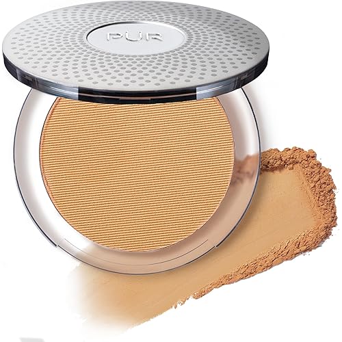 PÜR MINERALS 4-in-1 Pressed Mineral Makeup Powder Foundation with SPF 15 - Concealer & Finishing Compact Pressed Powder for Face - Buildable Medium to Full Coverage Foundation Powder