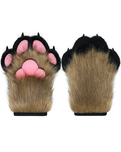 BNLIDES Guantes de pata de peluche para cosplay, guantes de garra peluda, silbato integrado