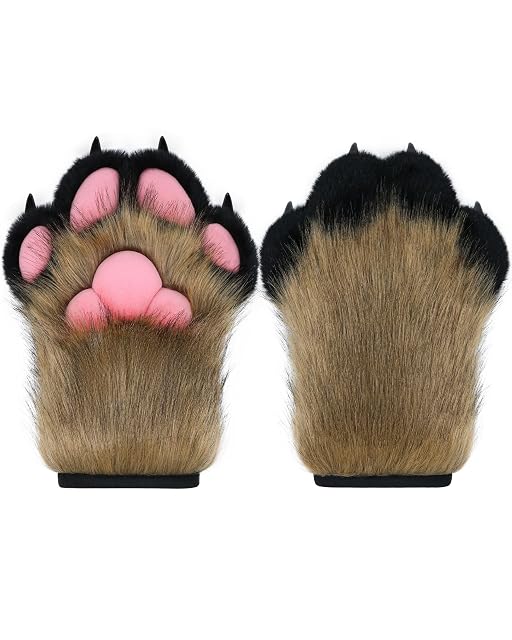 BNLIDES Guantes de pata de peluche para cosplay, guantes de garra peluda, silbato integrado